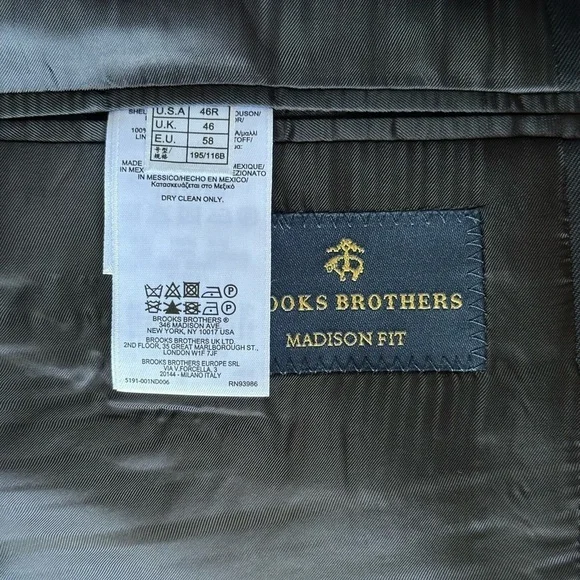 BROOKS BROTHERS Madison Fit Blue Gold Button Front Wool Blazer Sport Coat Jacket - Picture 8 of 10